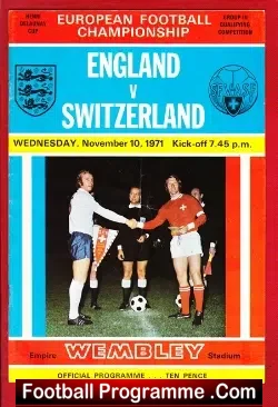 England v Switzerland 1971