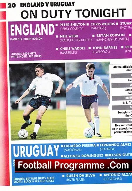 England v Uruguay 1990