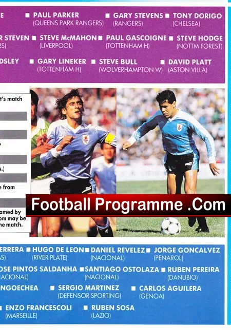 England v Uruguay 1990