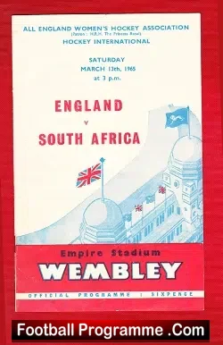 England Womens Hockey v South Africa 1965 – Wembley Plus Ticket