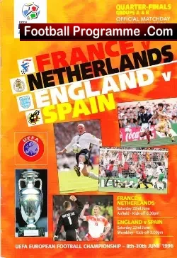 Euro 96 France v Holland Netherlands + England v Spain 1996 - football programme