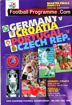 Euro 96 Germany v Croatia + Portugal v Czech Republic 1996 - football programme
