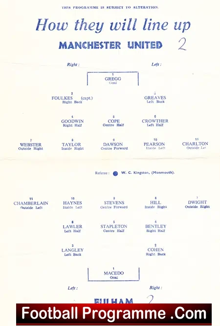 Fulham v Manchester United 1958 - FA Cup Semi Final - Pirate