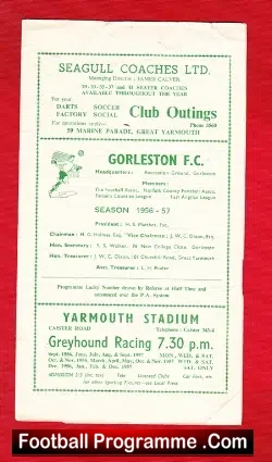 Gorleston v Great Yarmouth 1956 - football programme