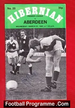 Hibernian Hibs v Aberdeen 1983 – Autographed