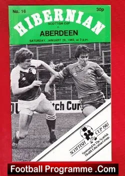 Hibernian Hibs v Aberdeen 1983 – Autographed