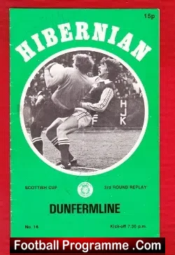 Hibernian Hibs v Dunfermline Athletic 1980 - Multi Autographed - football programme