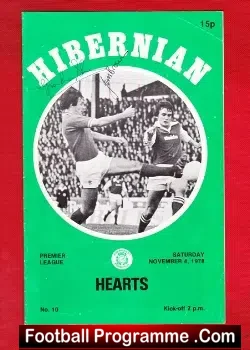 Hibernian Hibs v Heart of Midlothian Hearts 1978 - Autographed - football programme