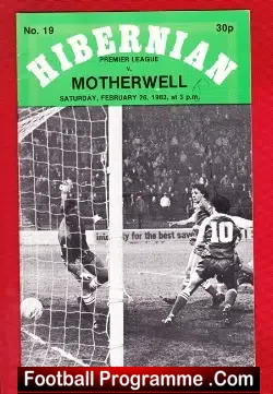 Hibernian Hibs v Motherwell 1983 - Autographed - football programme