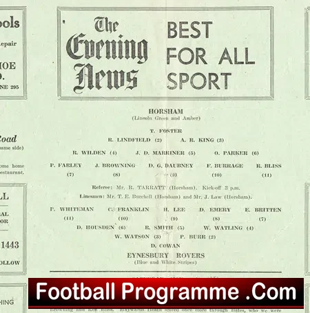 Horsham v Eynesbury Rovers 1951