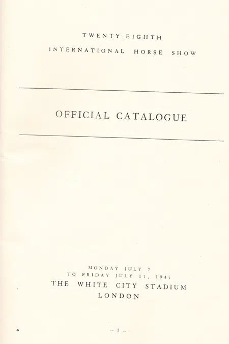 International Horse Show White City 1947