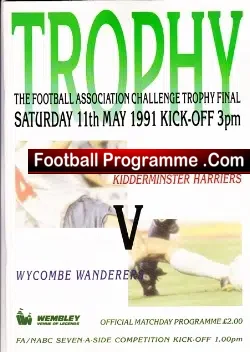 Kidderminster Harriers v Wycombe Wanderers 1991 Final Autographs - football programme