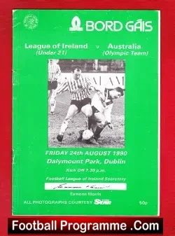 League of Ireland v Australia 1990 – U21 Olympic Team in Dublin