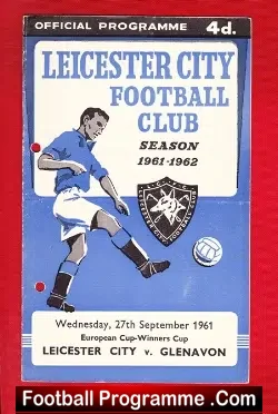Leicester City v Glenavon 1961 - ECWC - Cup - football programme