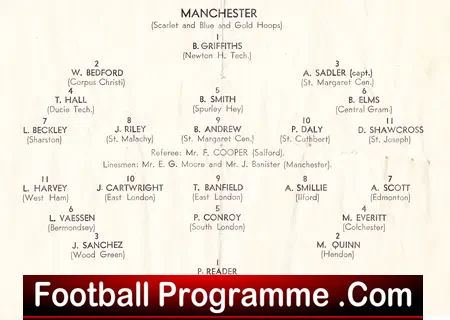 Manchester Boys v London Boys 1956 - at Manchester City
