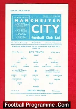 Manchester City v Manchester United 1964 Semi Final George Best - football programme