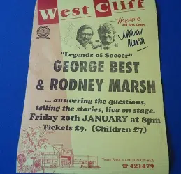 Manchester United George Best + Rodney Marsh Autographed Poster - football programme
