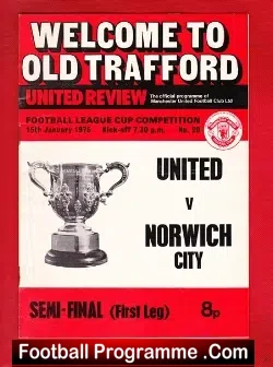 Manchester United v Norwich City 1974 – League Cup