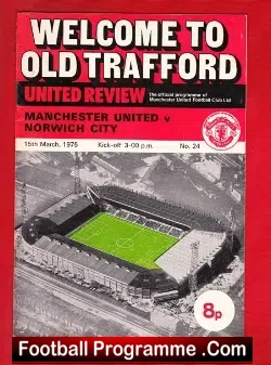 Manchester United v Norwich City 1975