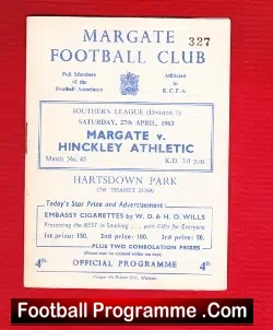 Margate v Hinckley Athletic 1963