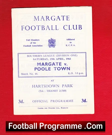 Margate v Poole Town 1961