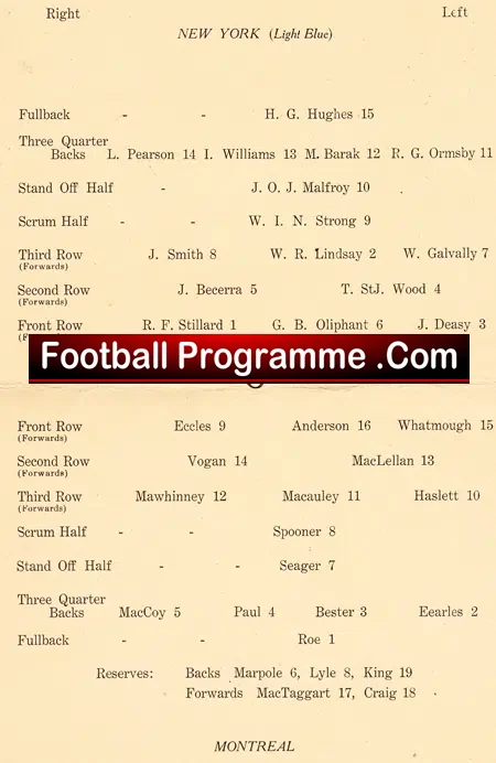 New York Rugby Football Club v Montreal A A A 1930 – First Year