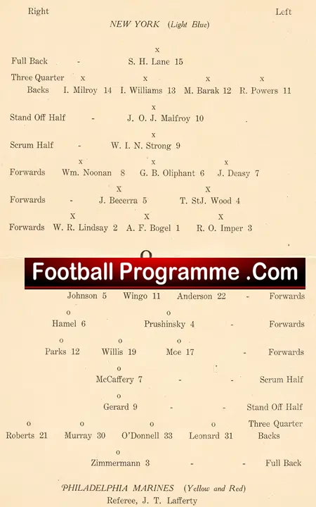 New York Rugby Football Club v US Marines 1930 – First Year