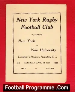 New York Rugby Football Club v Yale University 1930 – First Year