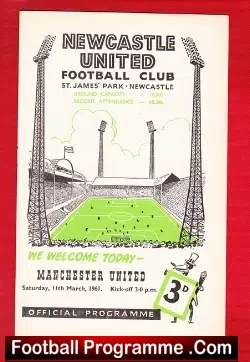 Newcastle United v Manchester United 1961 John McGrath Autograph