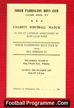 North Paddington Boys Club v Bill Dodgin XI 1967