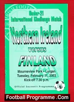 Northern Ireland v Finland 2003 – Under 21  U21 – in Lurgan