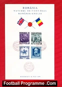 Romania v England 1939 – Rare Friendly Souvenir – LAST B4 War