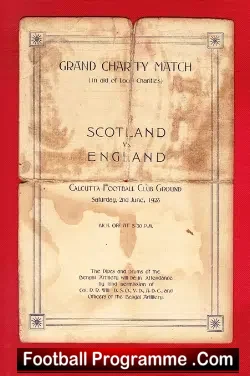 Scotland v England 1928 – VERY RARE Charity Match Calcutta