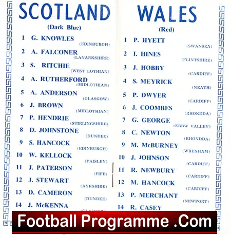 Scotland v Wales 1969 – Schoolboys at Kirkcaldy