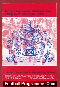 Taunton Town v Swindon Town 1981