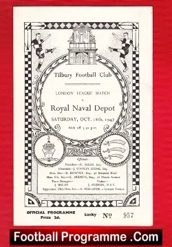 Tilbury v Royal Navy Depot 1947 – Friendly Match