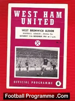 West Ham United v WBA 1961 - football programme