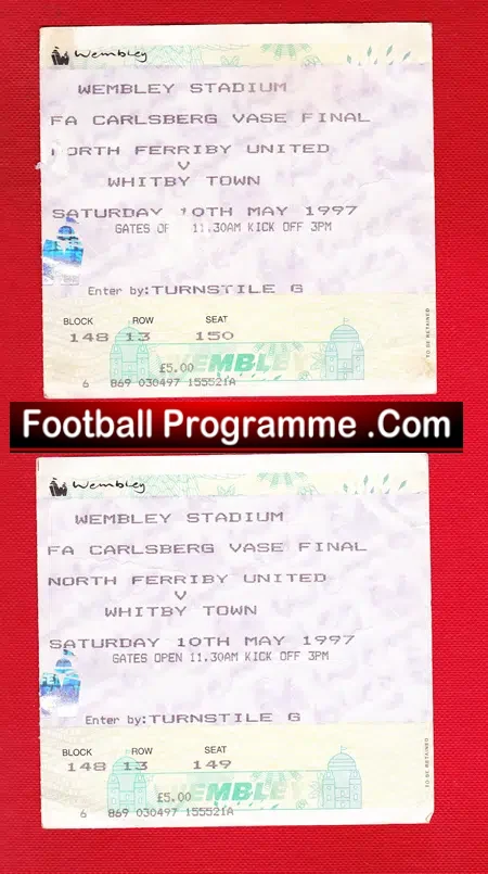Whitby Town v North Ferriby United 1997 – FA Vase Final + Ticket
