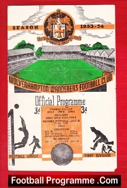 Wolves Wolverhampton v Huddersfield Town 1954 - League Champions - football programme