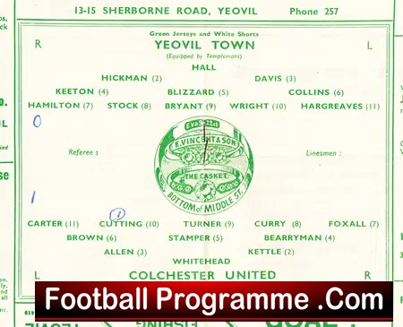 Yeovil Town v Colchester United 1948