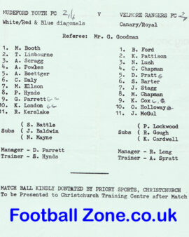 Mudeford Youth v Velmore Rangers 1975 - Boys Charity Match