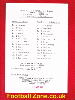 Aston Villa v Manchester United 1991 – Reserves Match