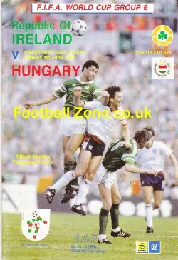 Ireland v Hungary 1989 - Multi Autographed - Signed