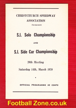 New Zealand Speedway Programme 1970 – Christchurch