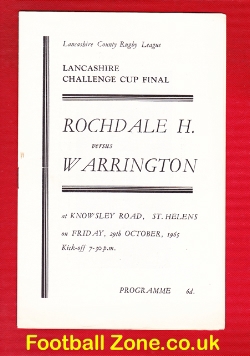 Rochdale Hornets Rugby v Warrington 1965 – Lancashire Cup Final