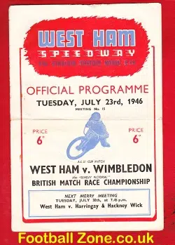 West Ham Speedway v Wimbledon 1946