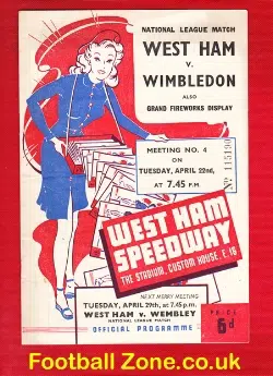 West Ham Speedway v Wembley 1947
