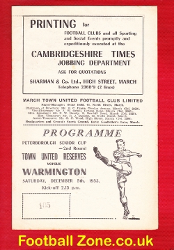 March Town United v Warmington 1953 – Reserves Senior Cup Match