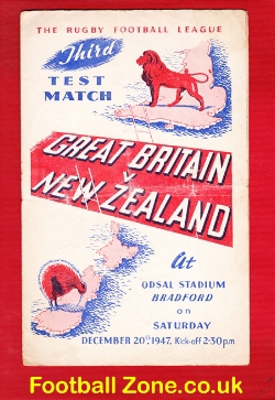 Great Britain Rugby v New Zealand 1947 – at Odsal Bradford