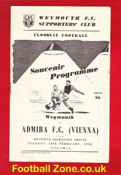 Weymouth v Admira Vienna 1954 – Austria